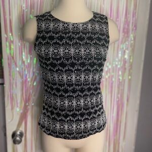 Dressbarn Black and White Graphic Sleeveless Tank Top